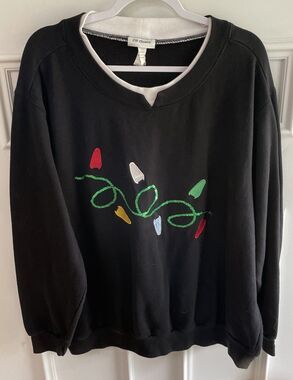 CW Classics 3X Christmas Lights Mock Neck Sweatshirt Black Size